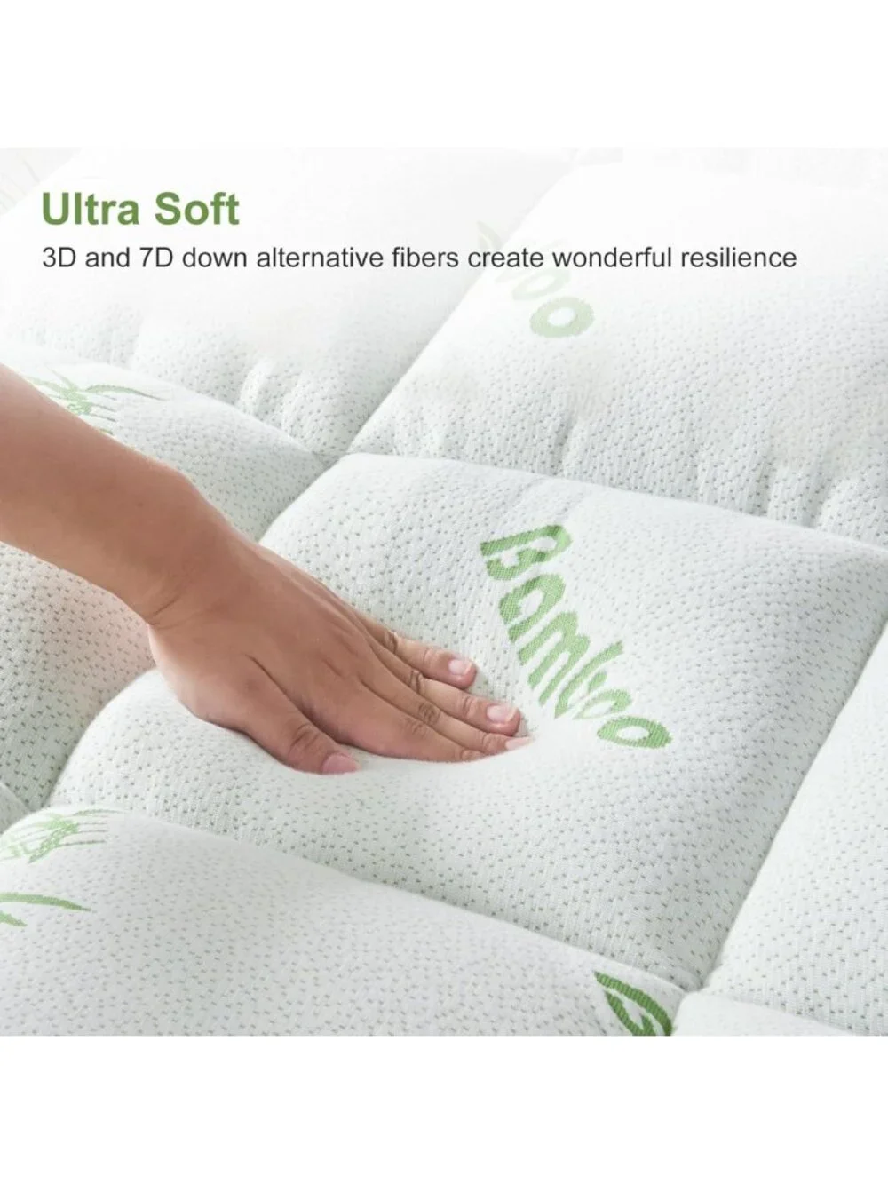 Queen Mattress Topper - Soft Bamboo Pillow Top, Cooling Protector, Deep Pocket